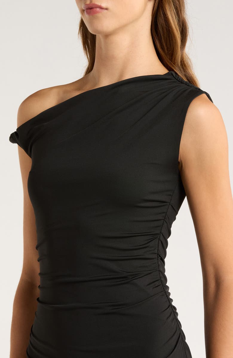 Nia Noa One-Shoulder Minidress, Alternate, color, Black