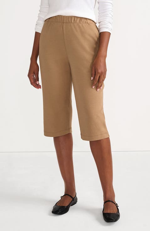 Sport Knit High Rise Elastic Waist Capri Pants