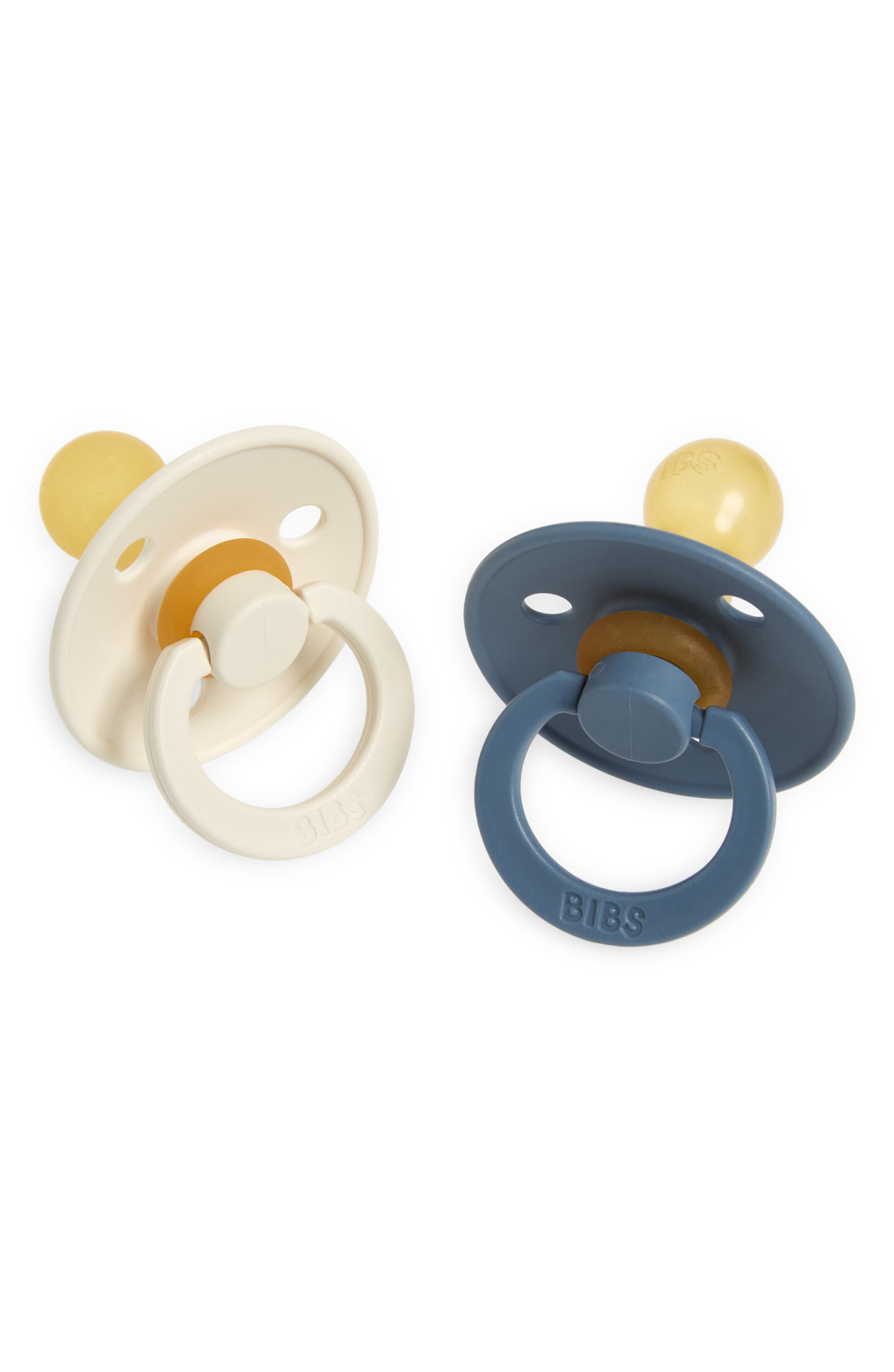 BIBS Assorted 2-Pack Latex Pacifiers in Ivory/Petrol 