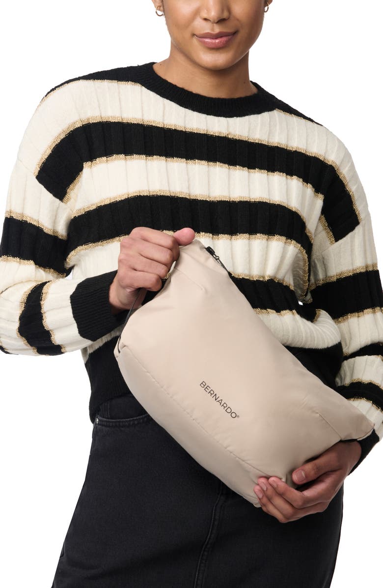 Bernardo Water Resistant Tie Belt Packable Raincoat, Alternate, color, Taupe