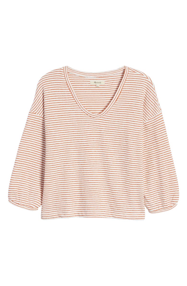 Madewell V-Neck Bubble-Sleeve Sweatshirt, Alternate, color, 