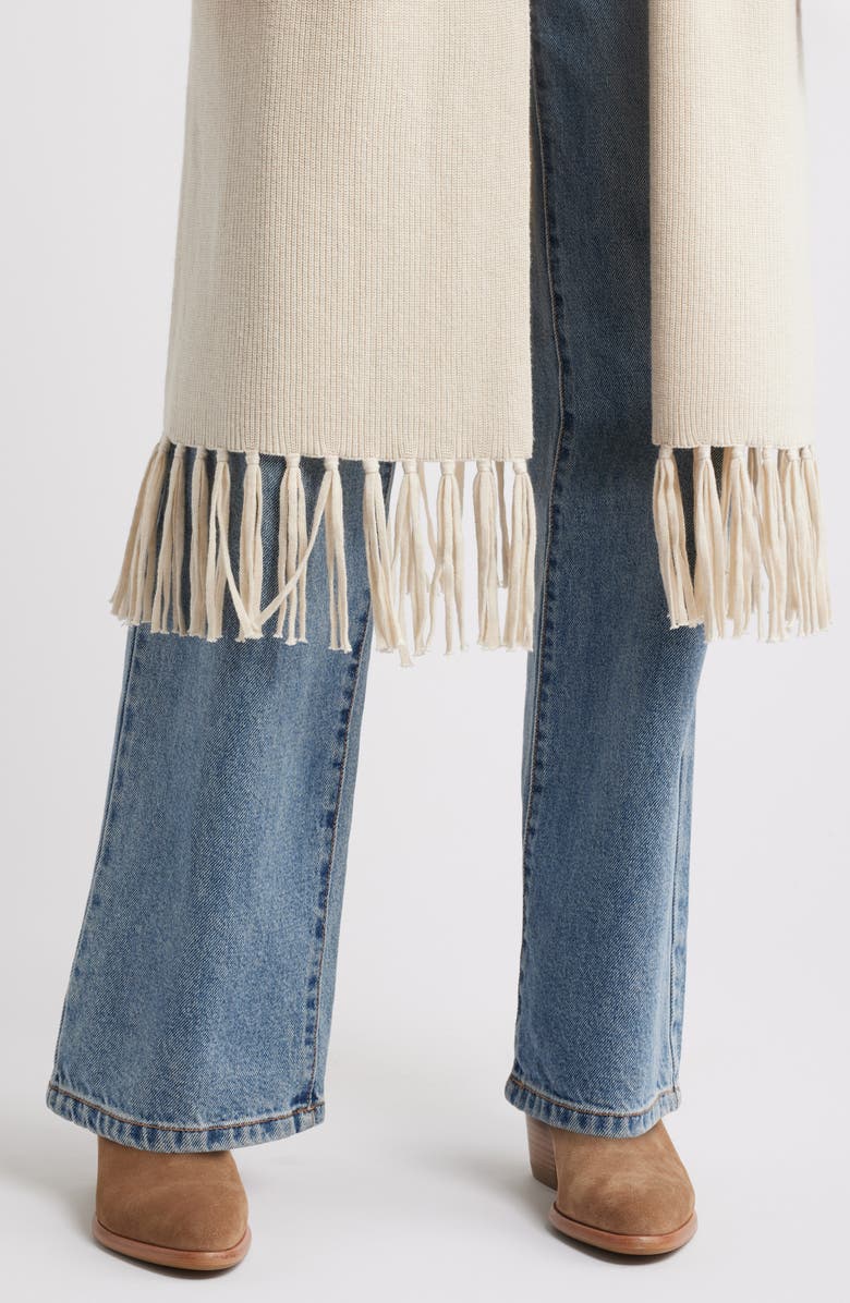 Treasure & Bond Fringe Long Open Front Cardigan, Alternate, color,