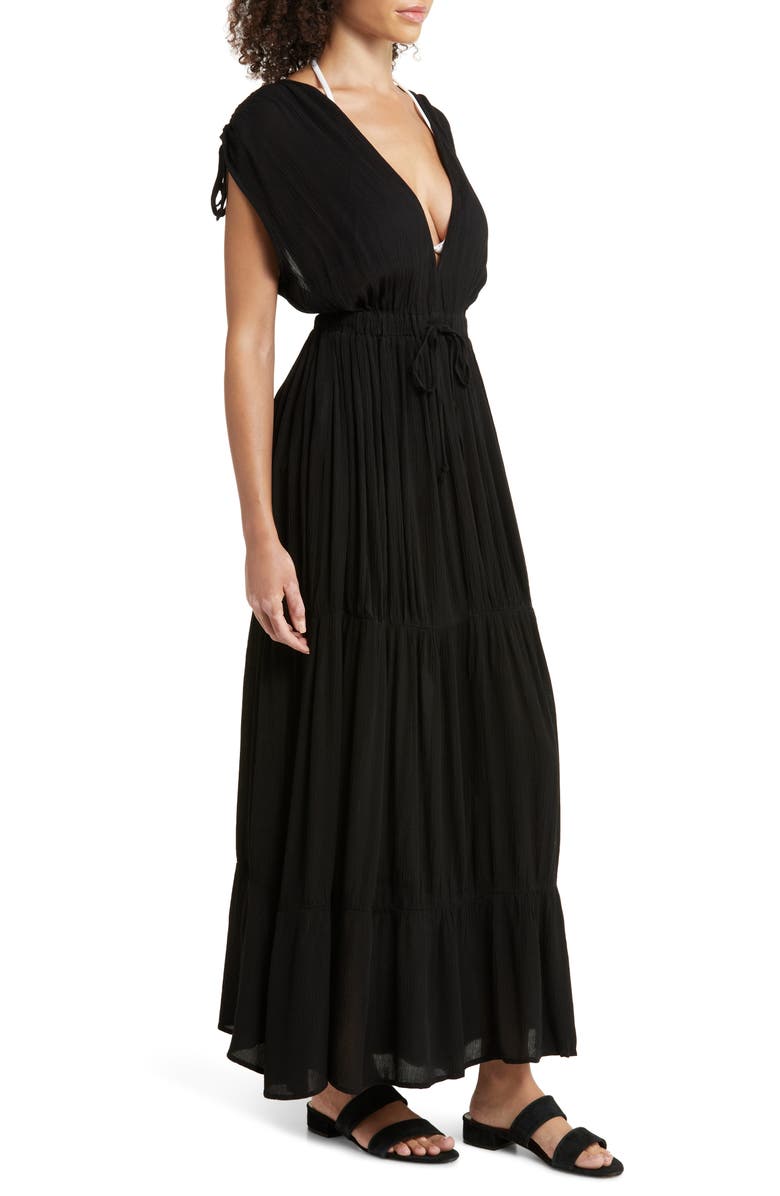 Elan Ruched Tiered Cover-Up Maxi Dress, Alternate, color, 