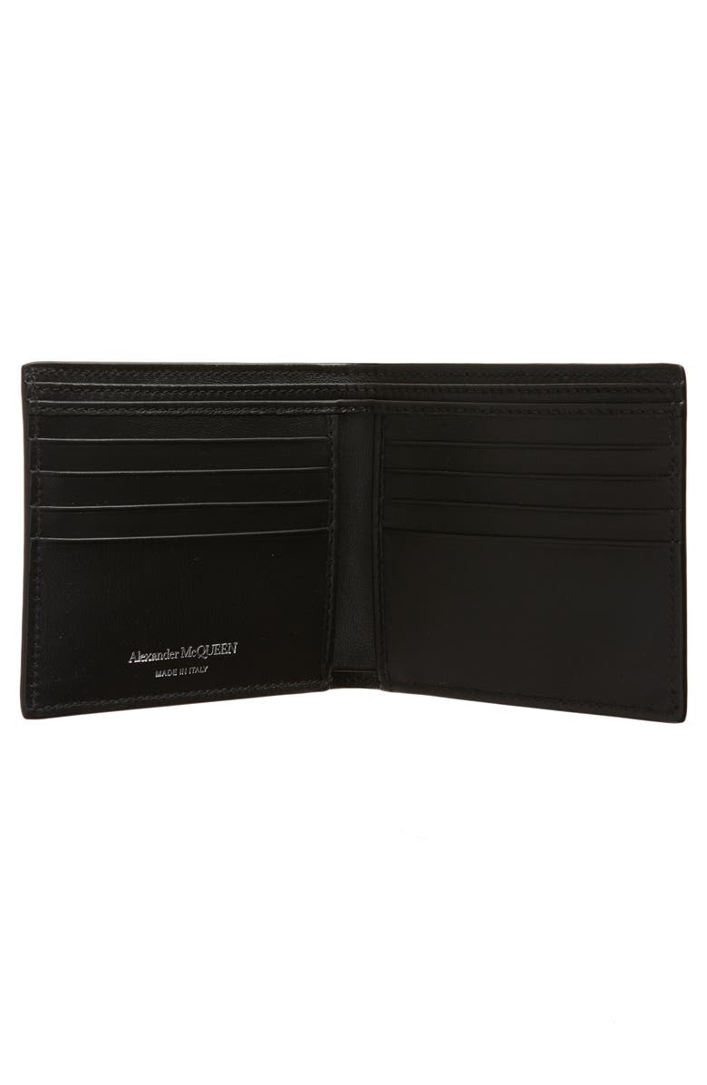 McQueen Leopard Embossed Leather Bifold Wallet, Alternate, color, 