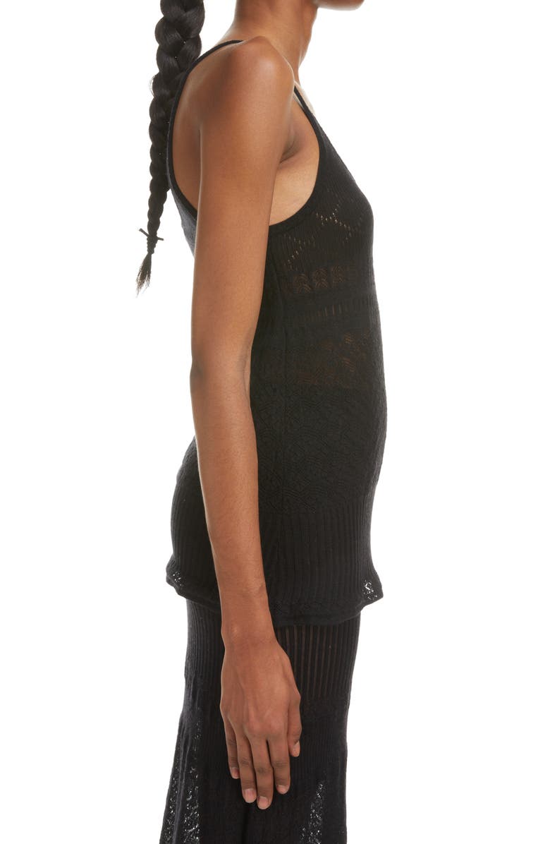 Chloé Wool, Silk & Cashmere Pointelle Tank, Alternate, color, Black
