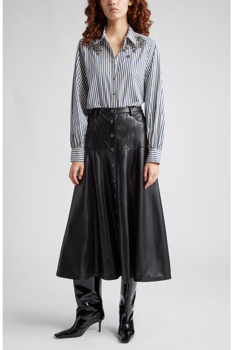 Veena Faux Leather Skirt, Main, color, BLACK