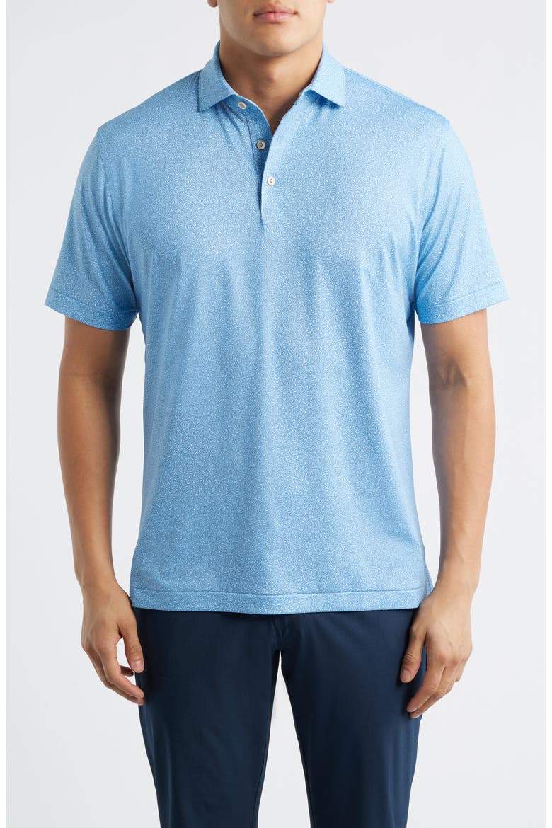 Magnolia Botanic Print Performance Jersey Polo, Main, color, COTTAGE BLUE
