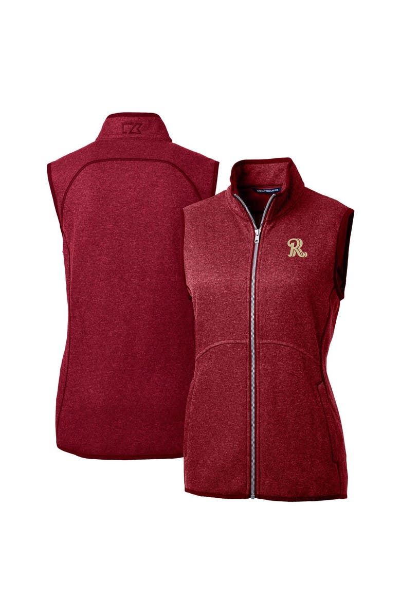 Cutter & Buck Women's Cutter & Buck  Heather Red Frisco RoughRiders Mainsail Sweater Knit Full-Zip Vest, Alternate, color, 