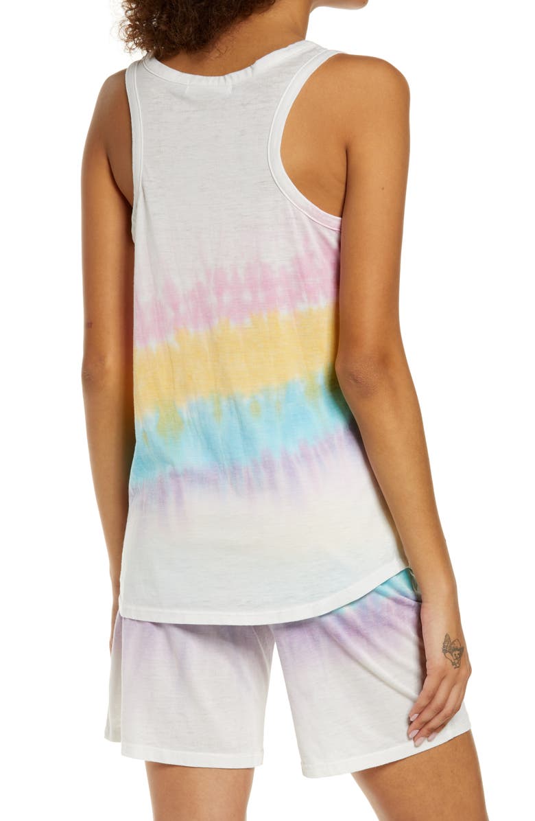 Emerson Road Tie Dye Short Pajamas, Alternate, color, White Vintage Jersey