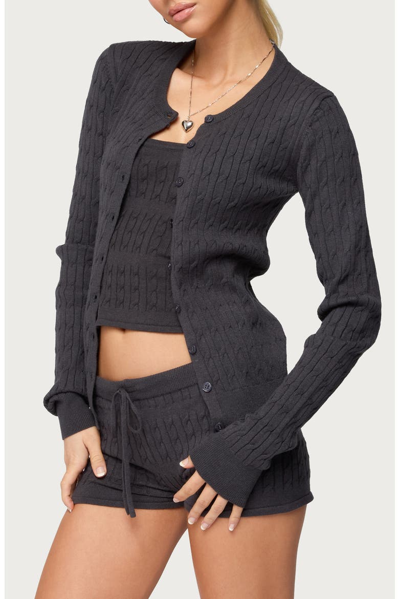 Nella Cable Cardigan, Alternate, color, DARK-GRAY