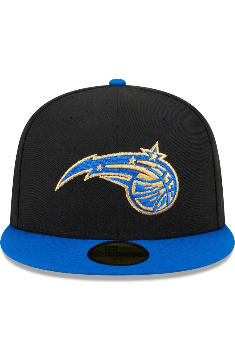 New Era Men's New Era Black/Blue Orlando Magic Gameday Gold Pop Stars 59FIFTY Fitted Hat, Alternate, color, 