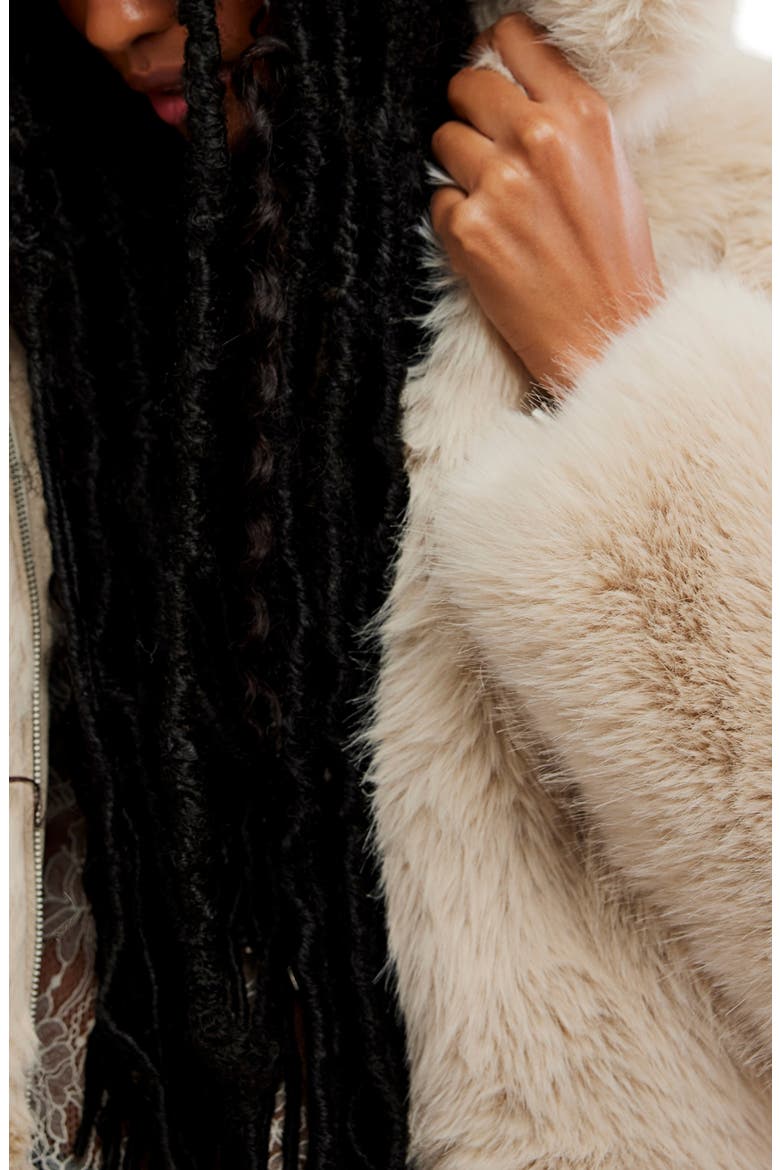 Louder Please Hooded Faux Fur Jacket, Alternate, color, IVORY