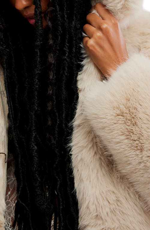 Free People Louder Please Hooded Faux Fur Jacket In Multi