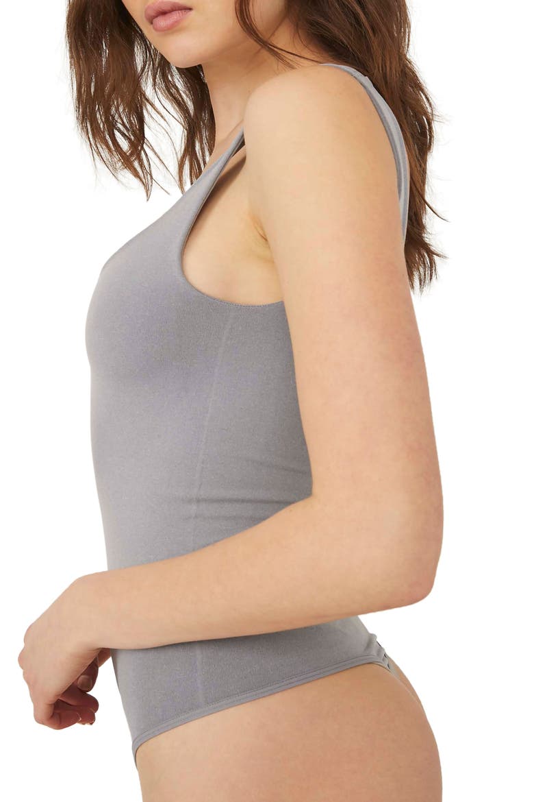 Clean Lines Bodysuit, Alternate, color, HEATHER GREY