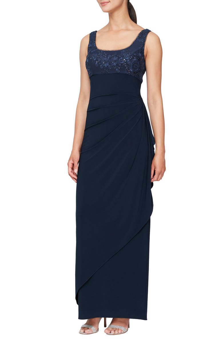 Alex Evenings Embroidered Empire Gown with Jacket, Alternate, color, 