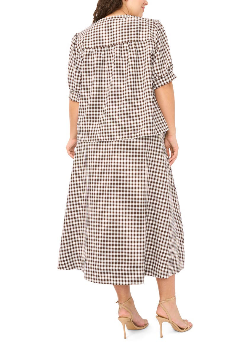 Puff Sleeve Front Button Top, Alternate, color, CHICORY COFFEE
