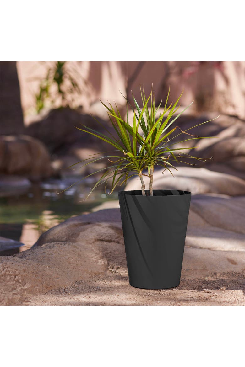 14" Tall Finley Tapered Round Planter, Black, Alternate, color, Black