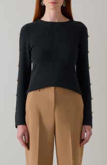 Mirren Button Sleeve Organic Cotton Sweater