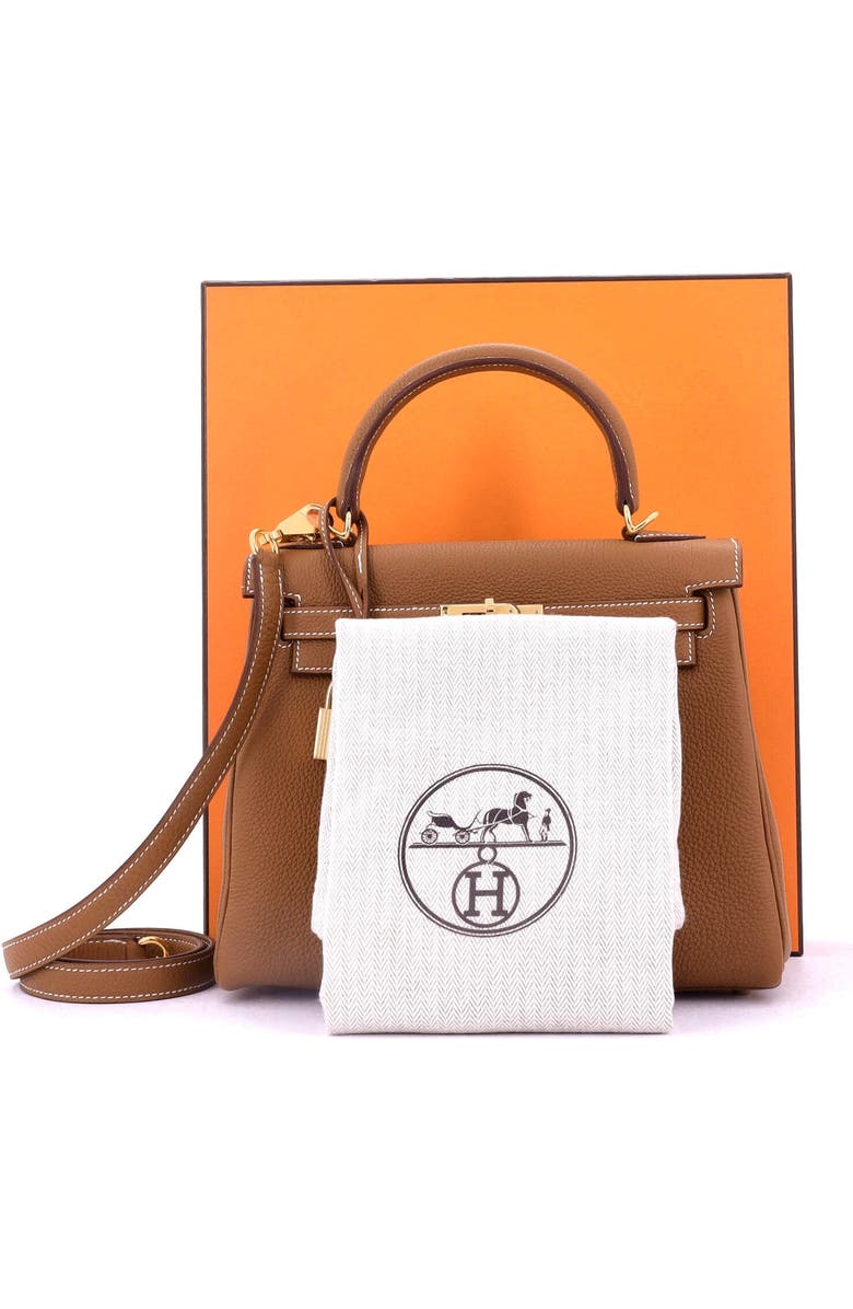 Pre-Owned Hermes Kelly Handbag Brown Togo with Gold Hardware 25, Alternate, color, Gold