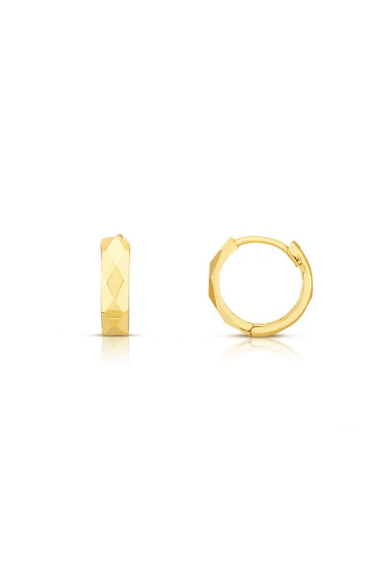 Mini Faceted Gold Huggie Hoop Earrings, Main, color, Yellow Gold