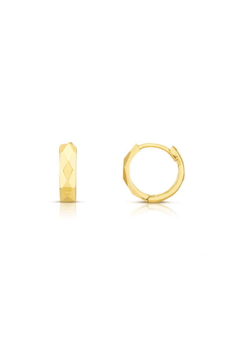 The Lovery Fine Jewelry Mini Faceted Gold Huggie Hoop Earrings, Main, color, Yellow Gold