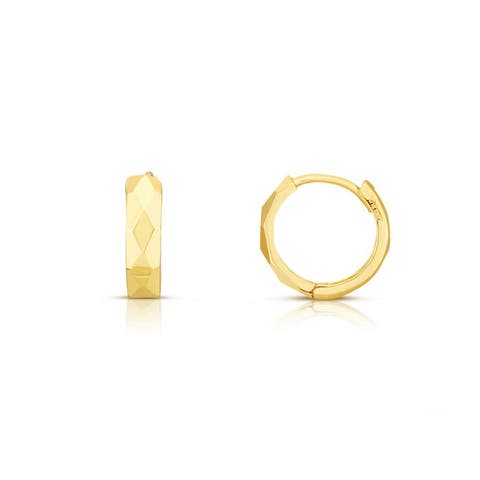 Mini Faceted Gold Huggie Hoop Earrings