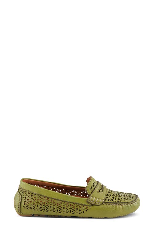 Spring Step Crain Driving Penny Loafer In Green