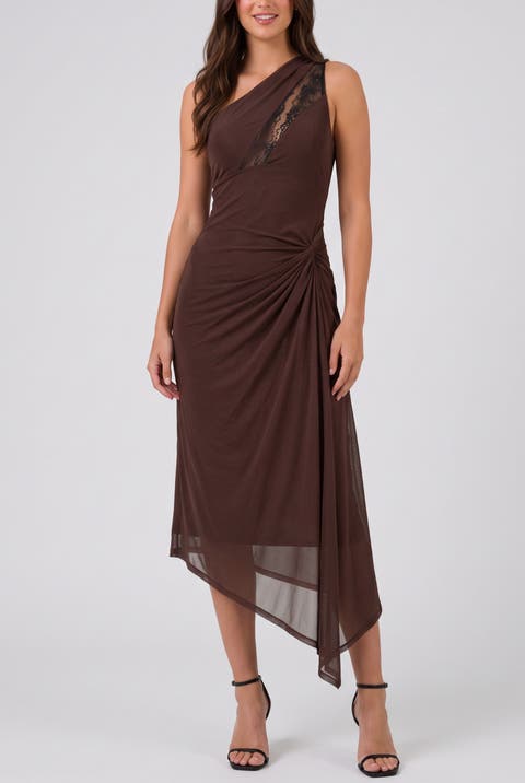 Kaia Lace One-Shoulder Midi Dress