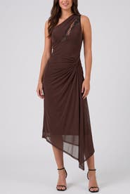 RACHEL Rachel Roy Kaia Lace One-Shoulder Midi Dress
