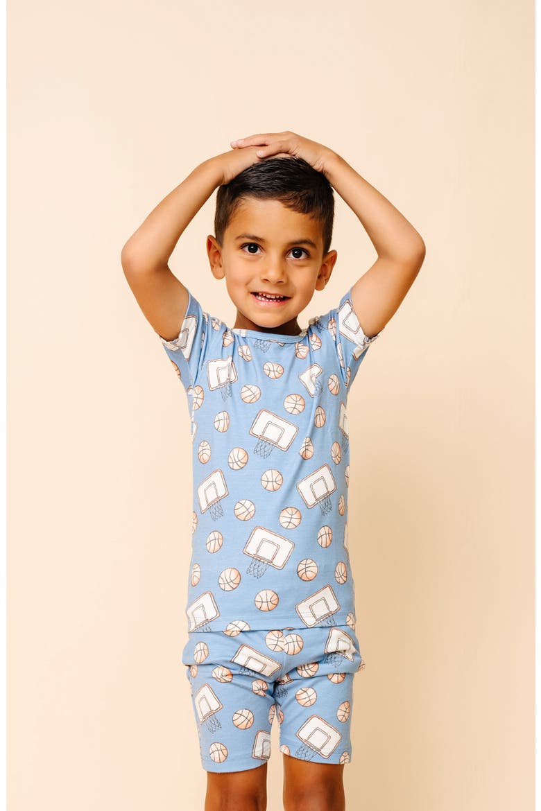 Dunk Fitted Two-Piece Short Pajamas, Alternate, color, BLUE