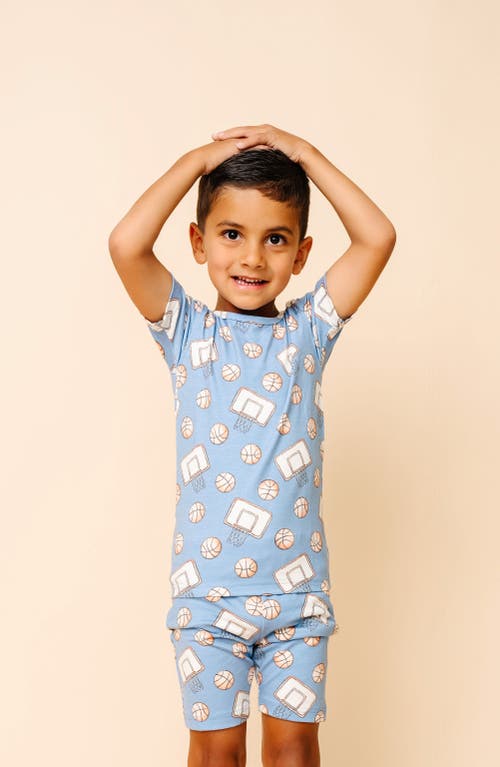 Copper Pearl Dunk Fitted Two-piece Short Pajamas In Blue