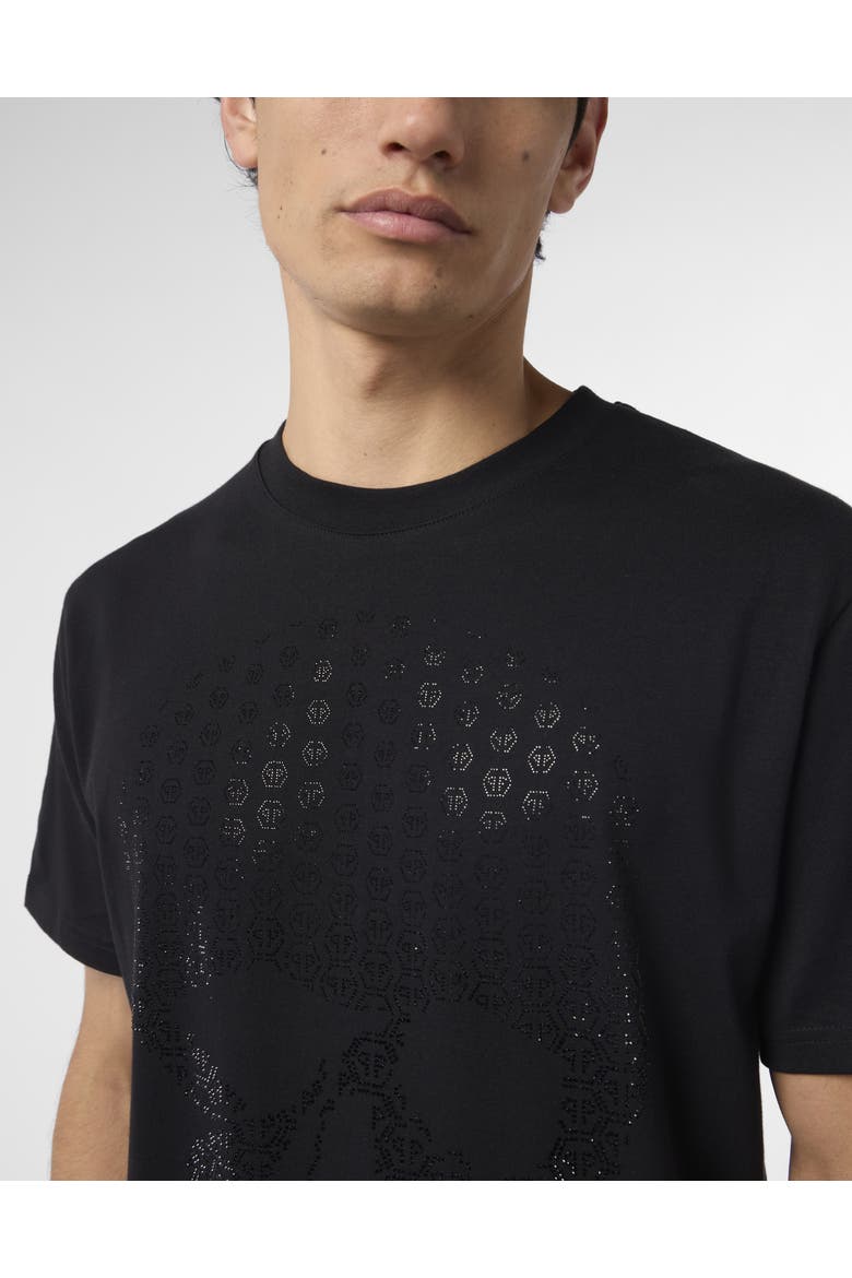 Round Neck T-Shirt Skull Strass Skull Strass Men, Alternate, color, black/black