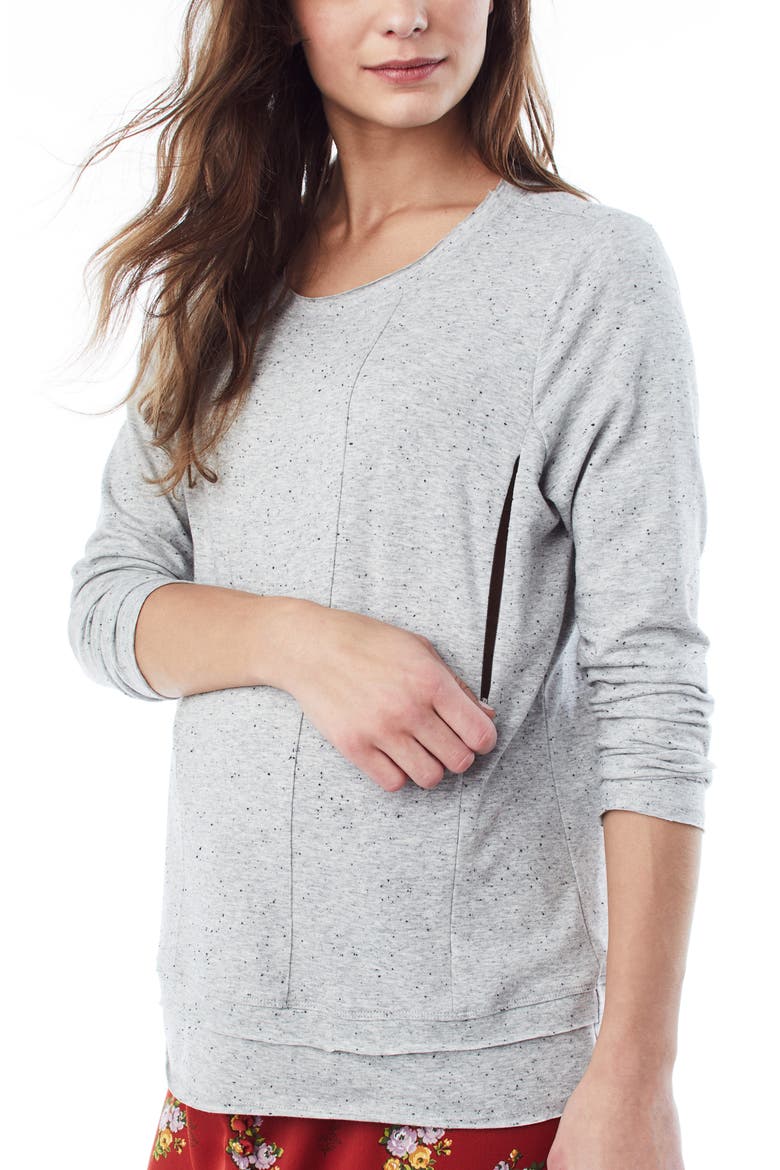 Christy Long Sleeve Maternity/Nursing Top, Alternate, color, GREY NEW