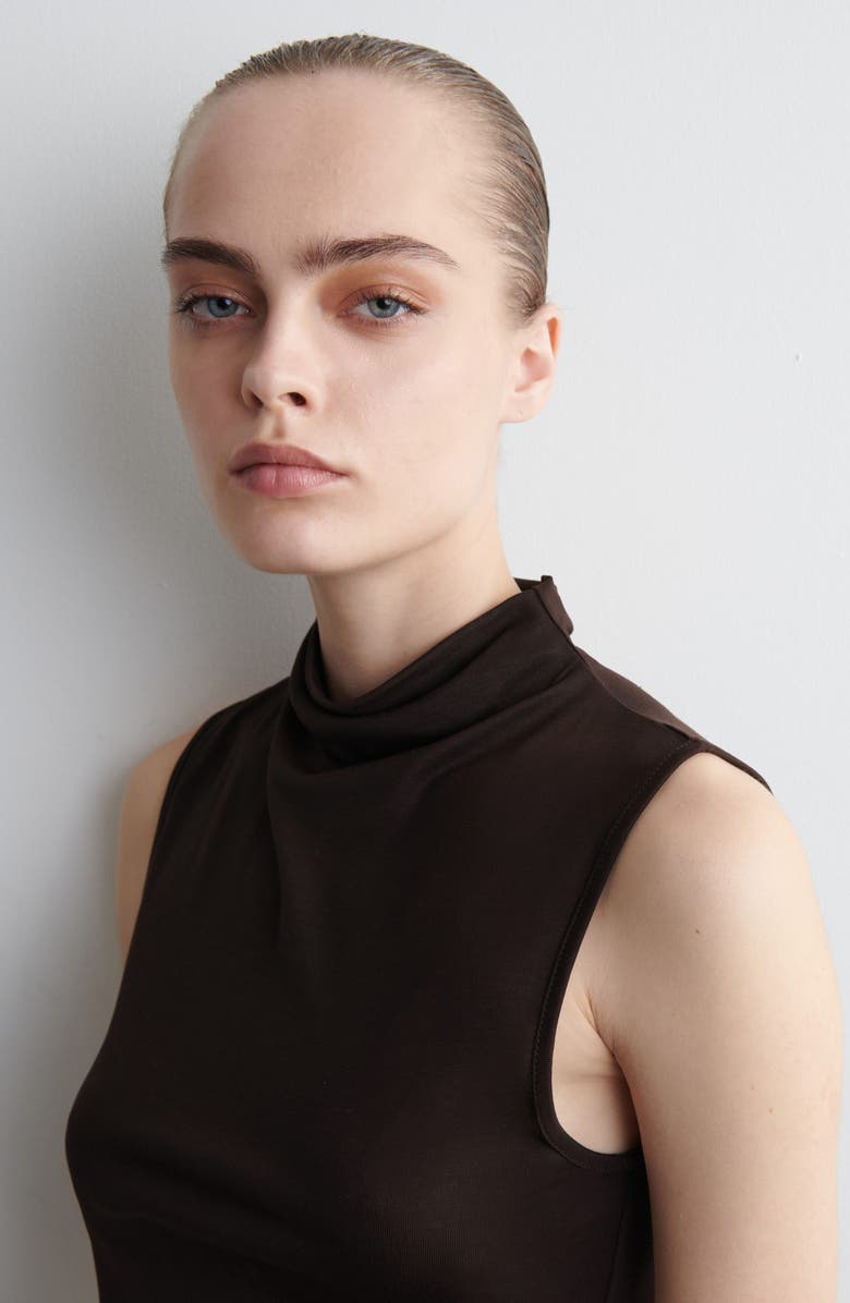 COS Drape Neck Sleeveless Top, Alternate, color, Brown Dark