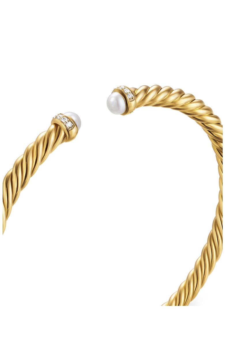Modern Cablespira® Flex Bracelet in 18K Yellow Gold & Diamonds, Alternate, color, PEARL