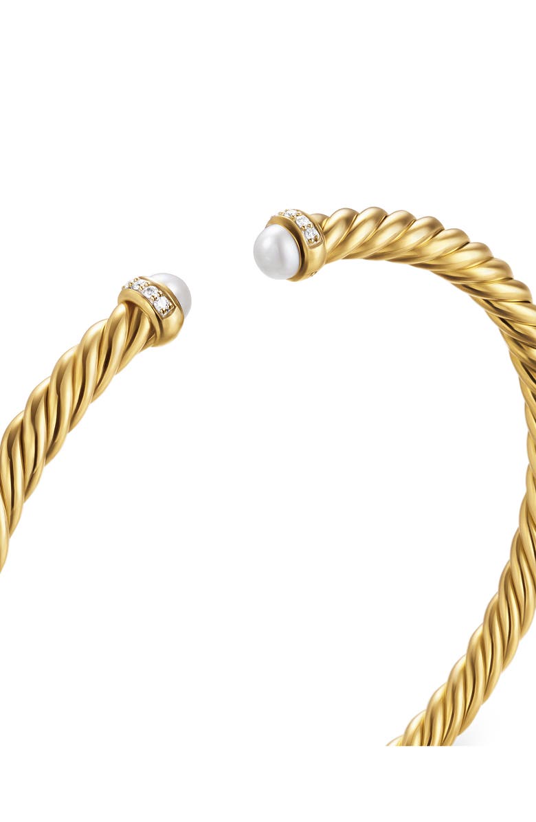 David Yurman Modern Cablespira<sup>®</sup> Flex Bracelet in 18K Yellow Gold & Diamonds, Alternate, color, Pearl