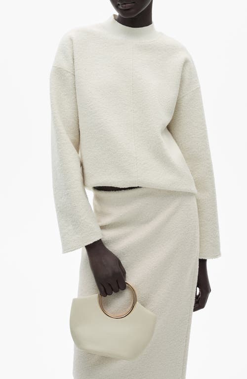 Mango Mock Neck Bouclé Sweatshirt In Ecru