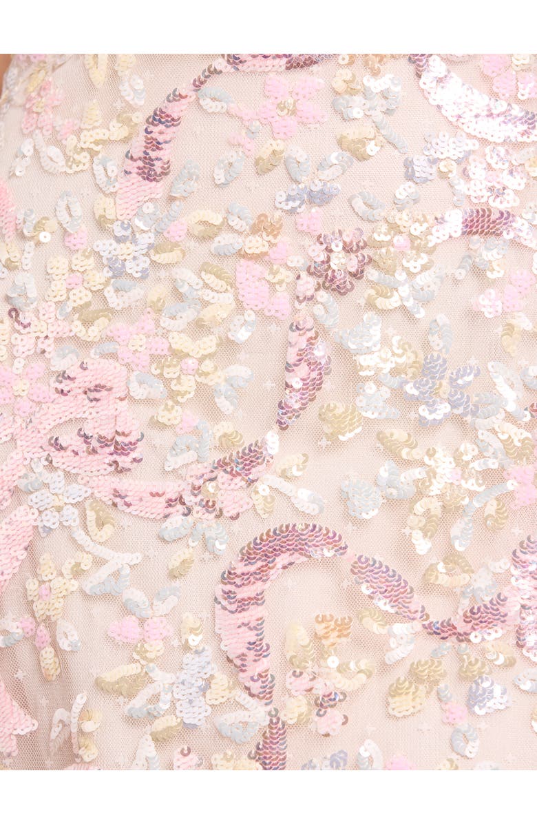 Needle & Thread Dancing Ribbon Puff Sleeve Gown, Alternate, color, Cream/Multi