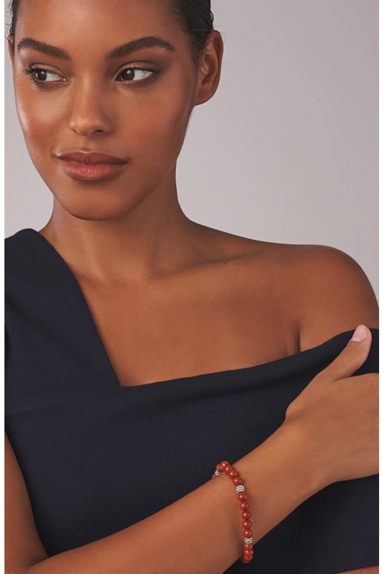 Signature Caviar Stone Beaded Stretch Bracelet (Nordstrom Exclusive), Alternate, color, JASPER