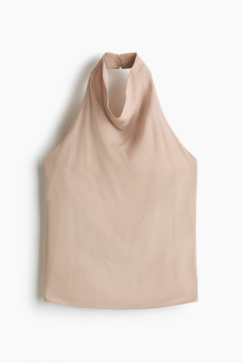 Viscose Halterneck Top, Alternate, color, Beige