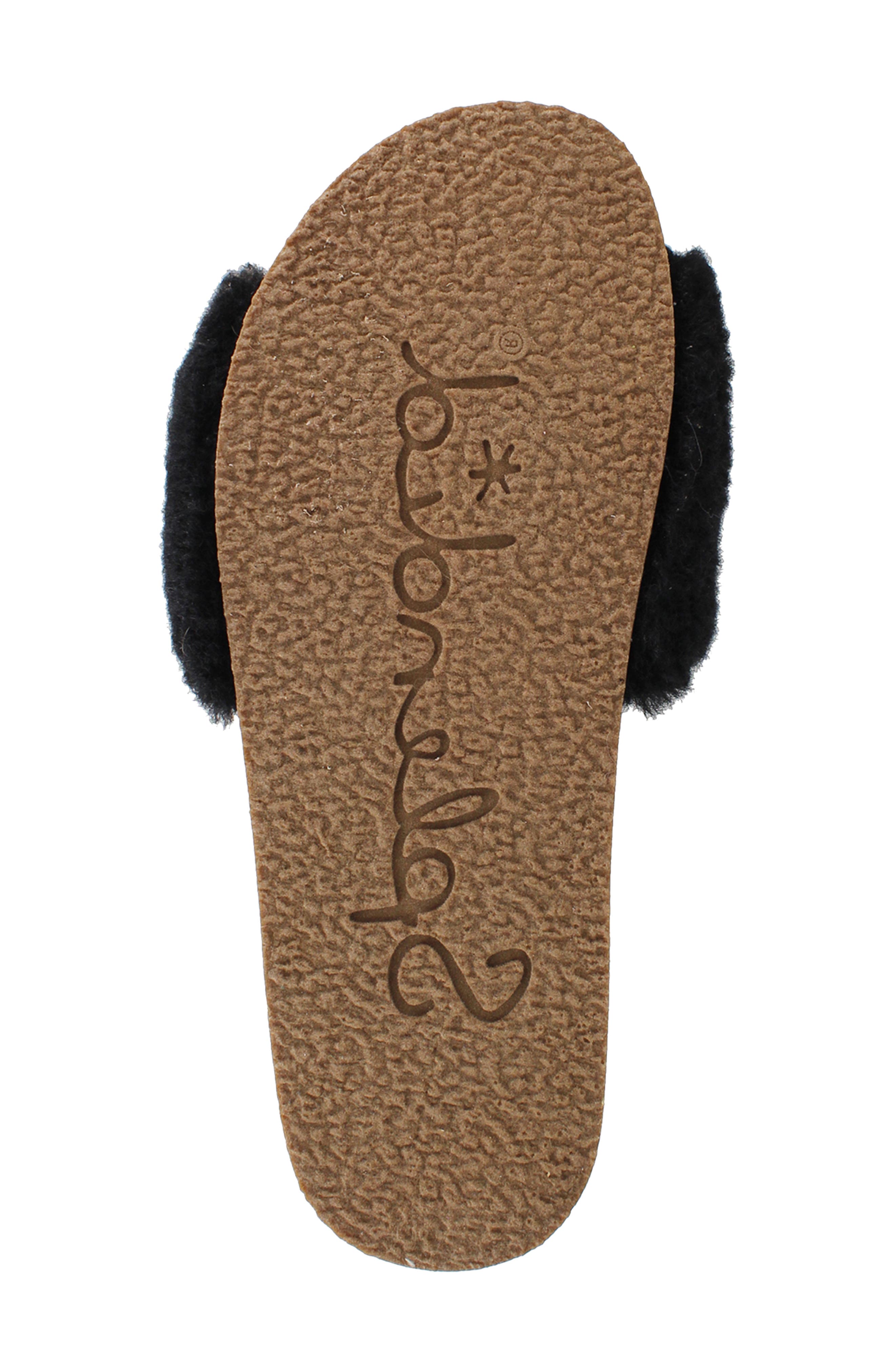 Romy Faux Shearling Slide Sandal, Alternate, color, BLACK