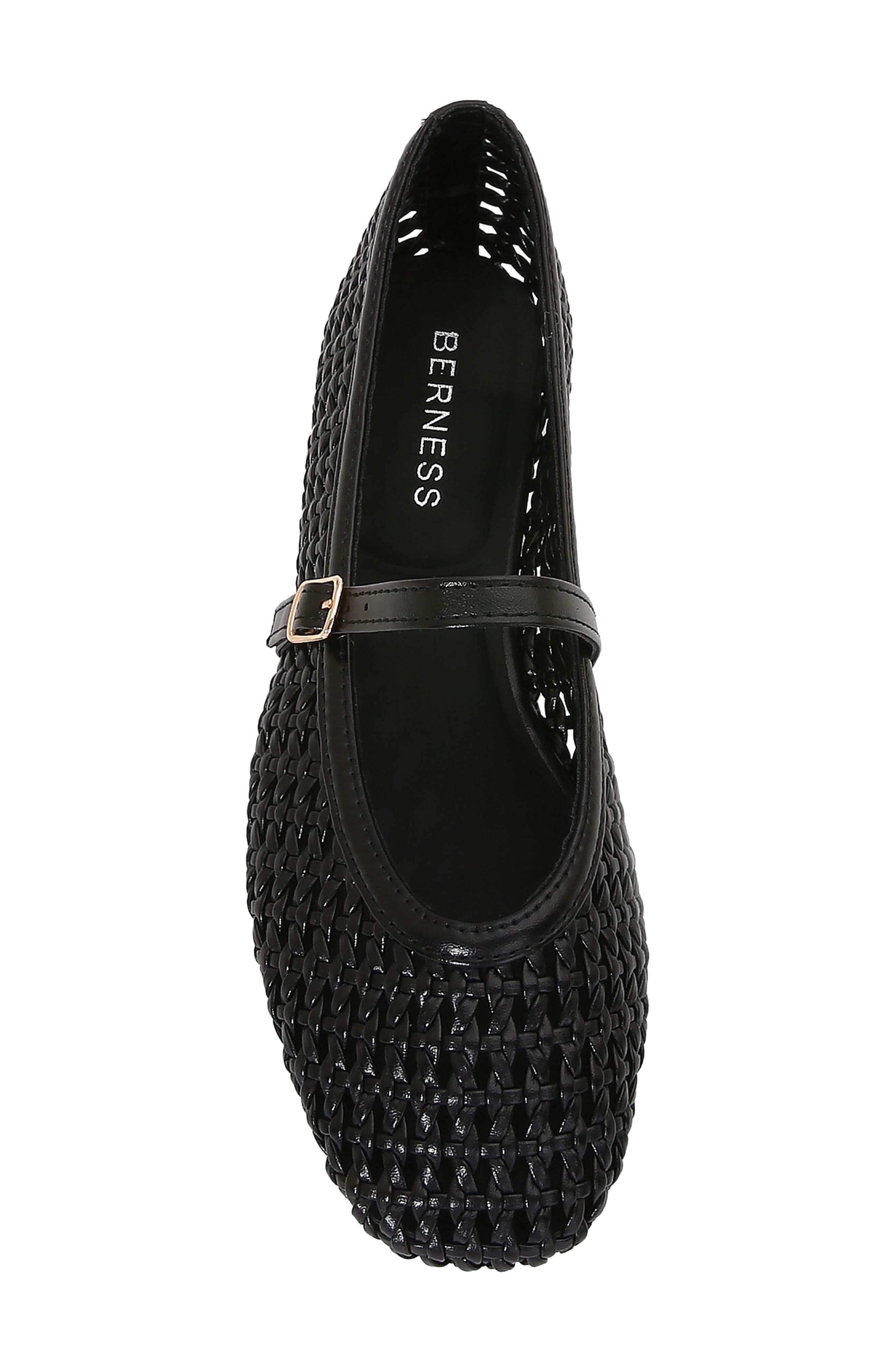 Gaby Woven Mary Jane Flat, Alternate, color, BLACK