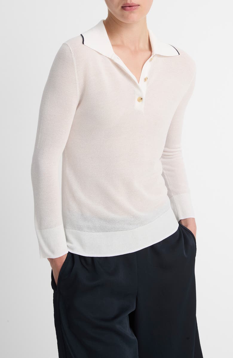 Vince Long Sleeve Cotton Polo Sweater, Alternate, color, 