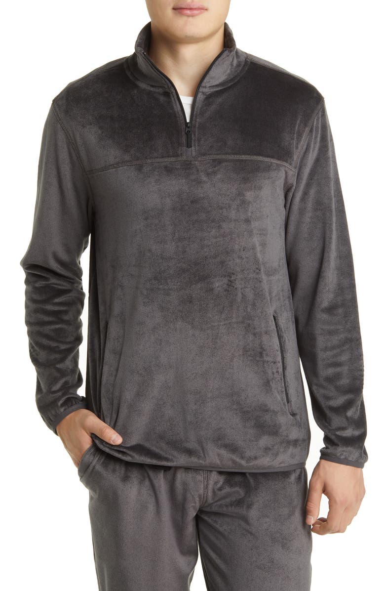 Daniel Buchler Quarter Zip Velour Lounge Top, Main, color,