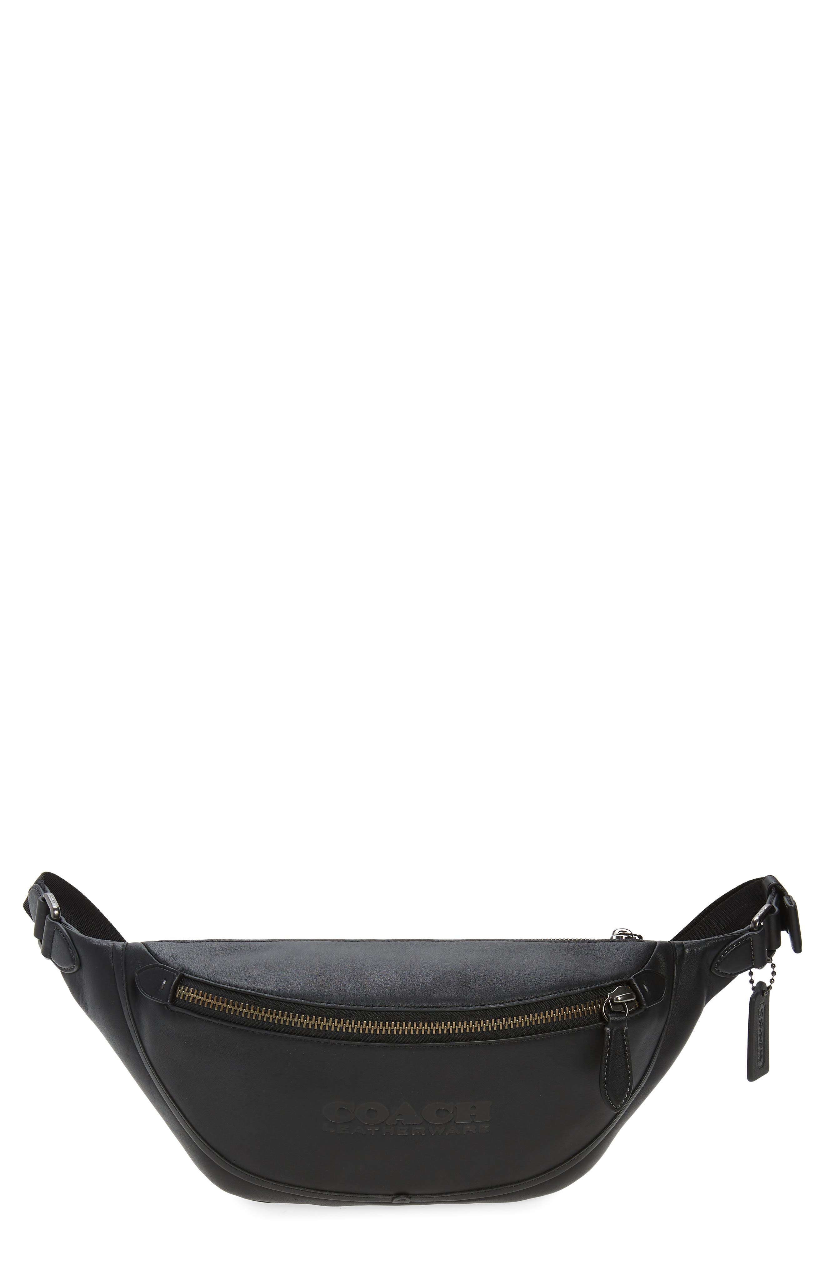 COACH League Leather Belt Bag, Main, color, 