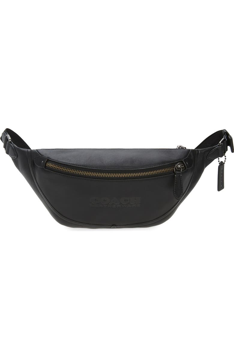 COACH League Leather Belt Bag, Main, color,