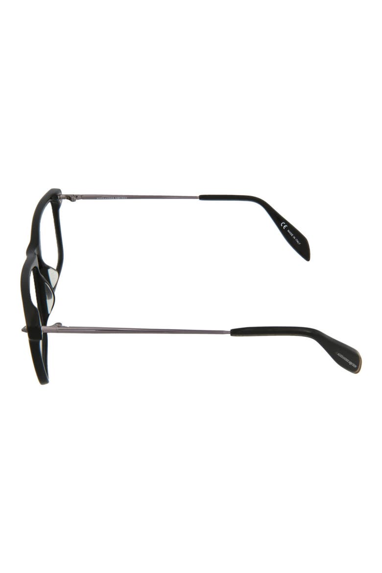 Alexander McQueen 57mm Rectangular Optical Frames, Alternate, color, SHINY BLACK/ TRN