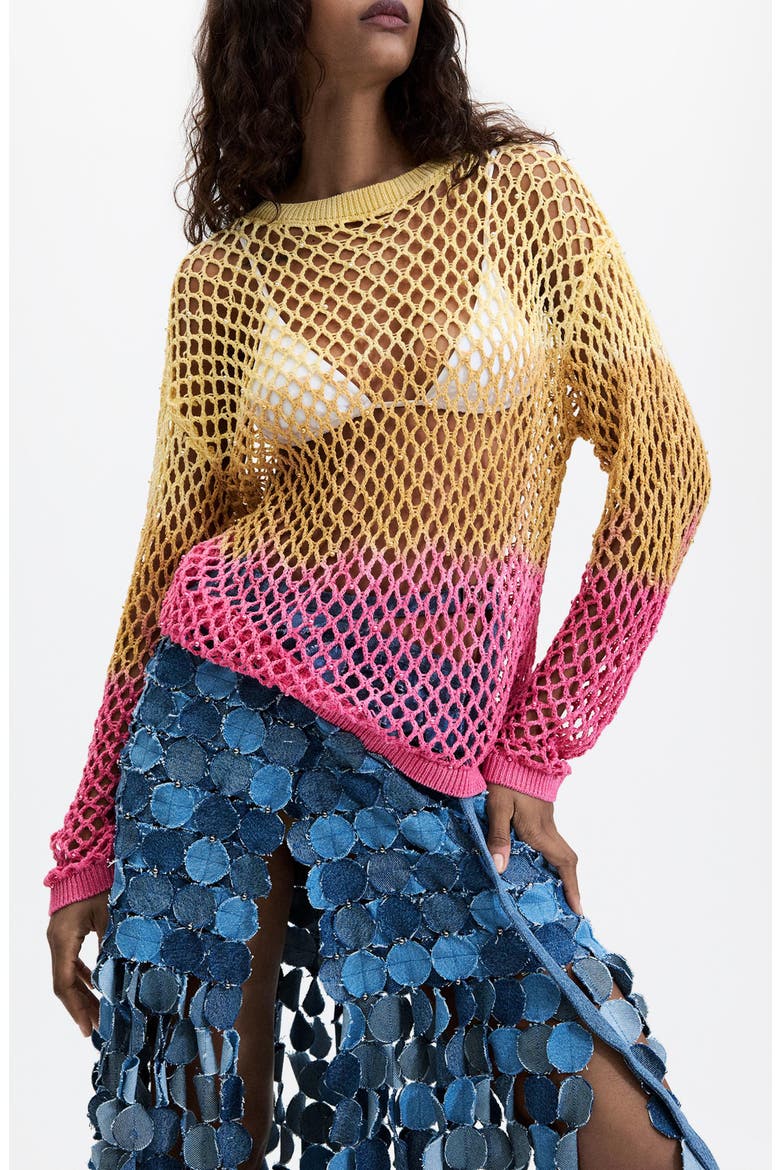 Open Stitch Ombre Pullover, Main, color, MULTI