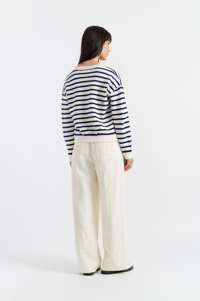 Snoopy Breton Milano Embroidered Merino Wool Cardigan, Alternate, color, Cream/Admiral Blue