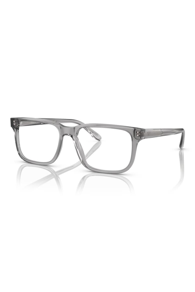 55mm Rectangle Optical Glasses, Alternate, color, SHINY GREY / DEMO LENS